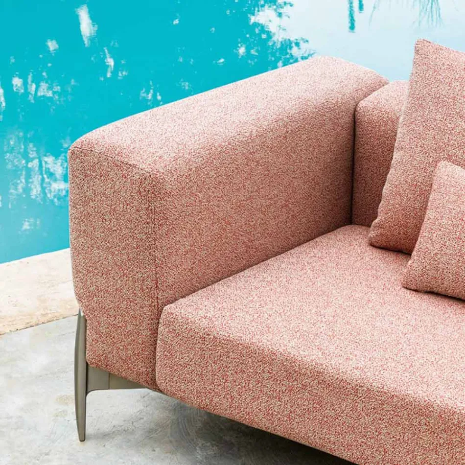 3-Seater Garden Sofa with Luxury Pouf in Aluminum and Fabric - Filomena Viadurini