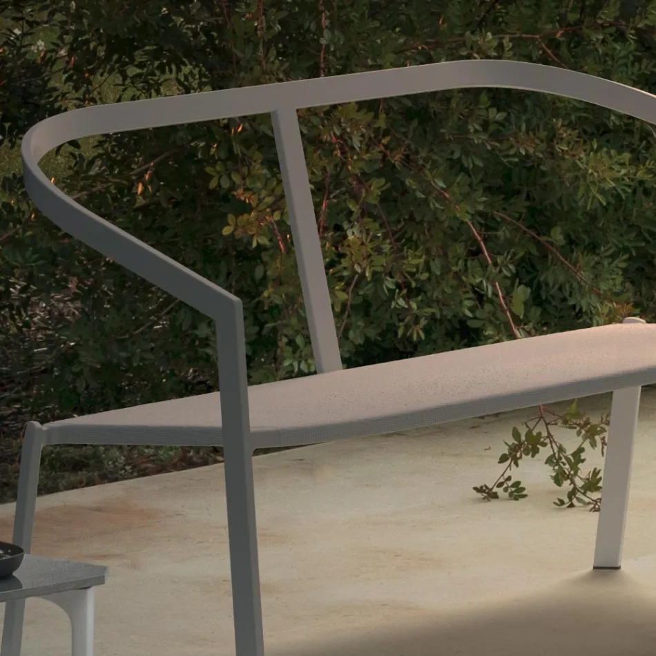 Garden Sofa with Aluminum Base and Textilene Seat Made in Italy - Maureen Viadurini