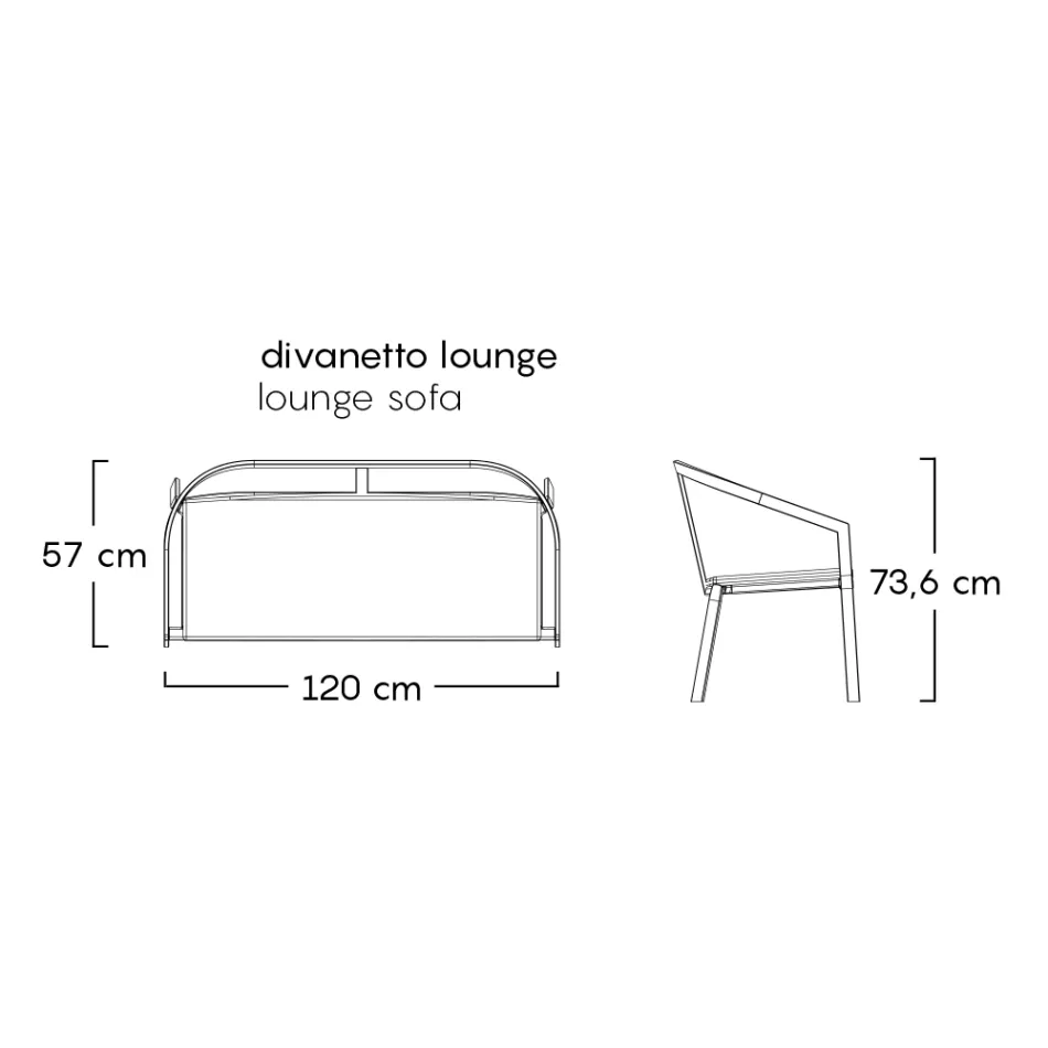 Garden Sofa with Aluminum Base and Textilene Seat Made in Italy - Maureen Viadurini