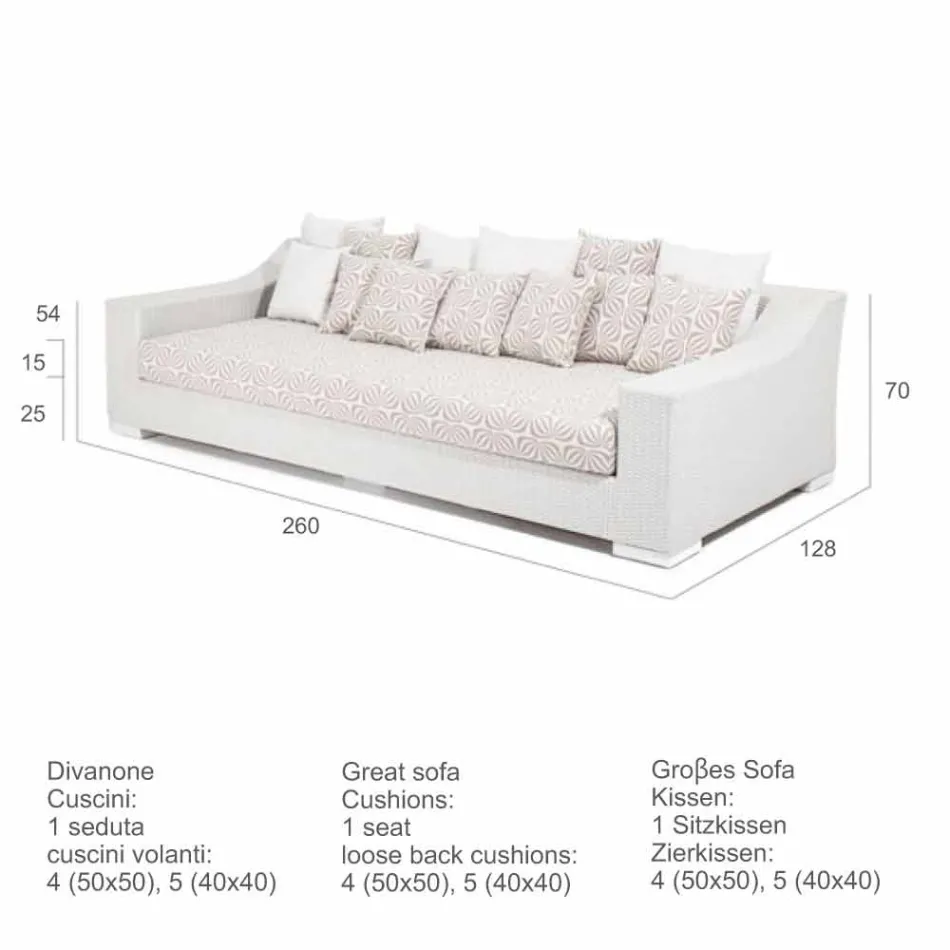 Sofa hand-woven garden Joe Coffee polyethylene Viadurini