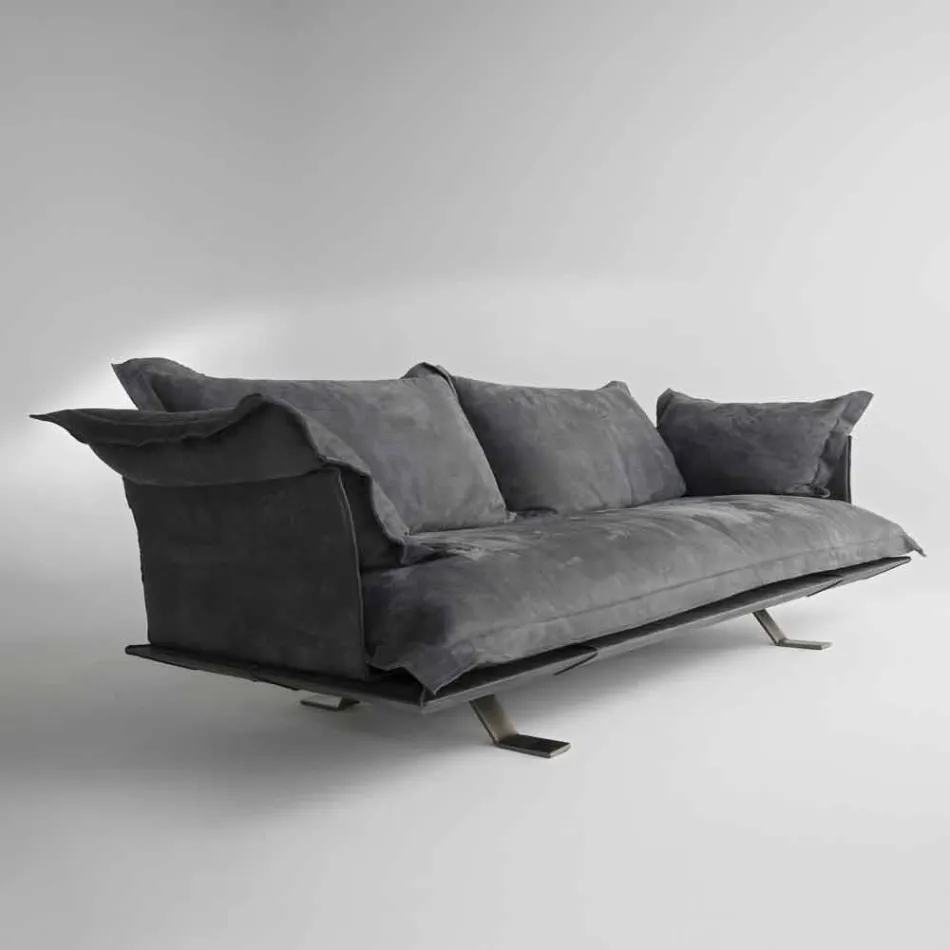 Contemporary leather design sofa Shita, 170, 220 or 250 cm Viadurini