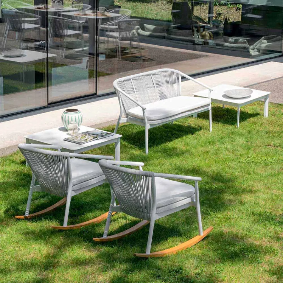 Two Seater Garden Stacking Sofa Aluminum and Fabric - Smart By Varaschin Viadurini