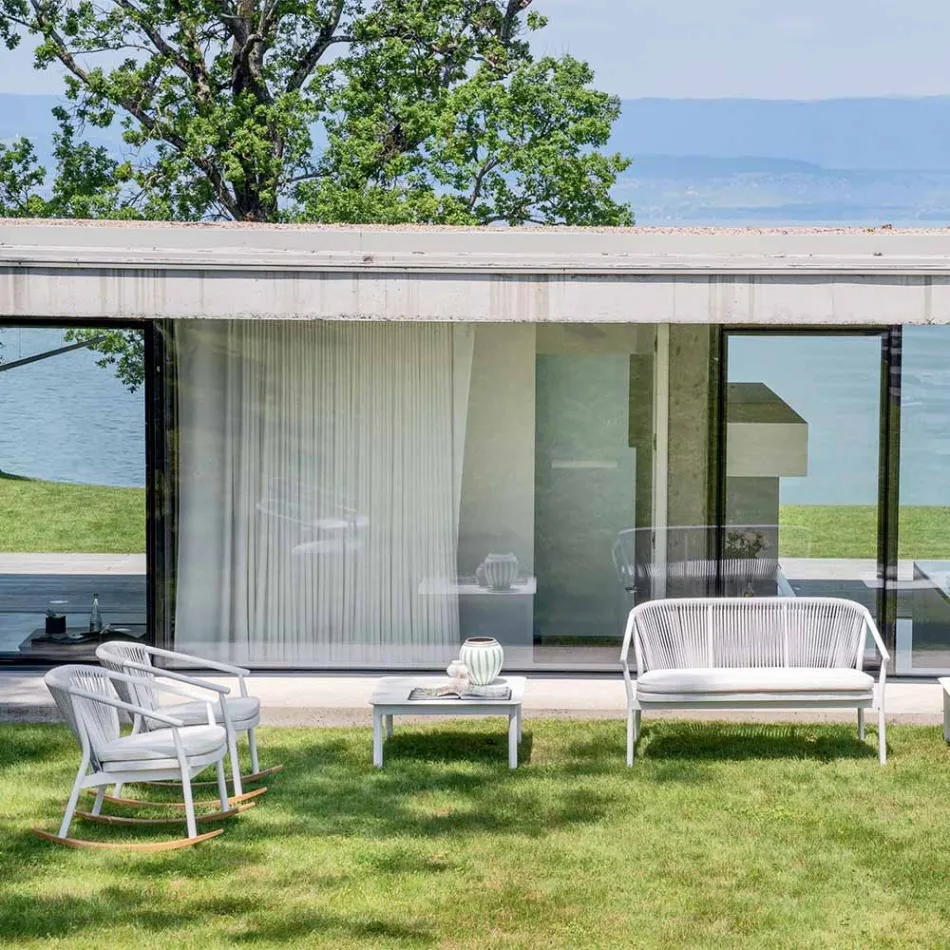 Two Seater Garden Stacking Sofa Aluminum and Fabric - Smart By Varaschin Viadurini