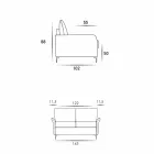 Modern design two-seater sofa L.145 cm eco-leather / Erica fabric Viadurini
