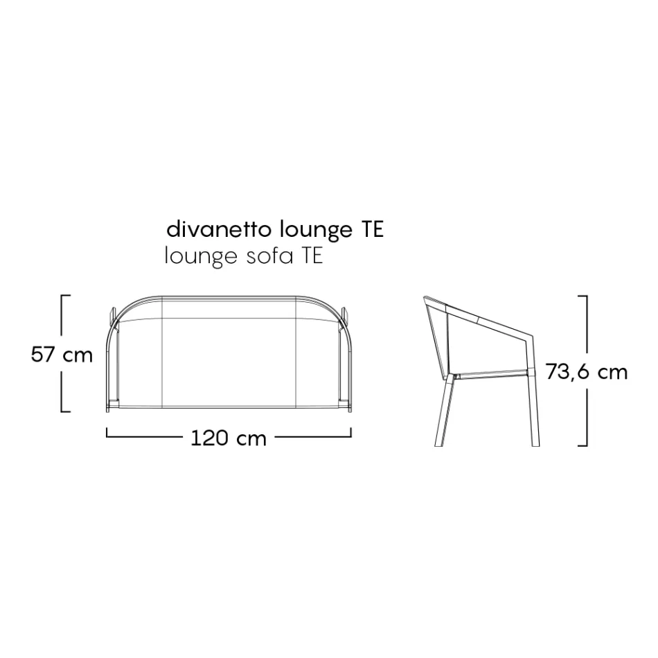 2 seater Outdoor Sofa with Aluminum Structure Made in Italy - Zaika Viadurini