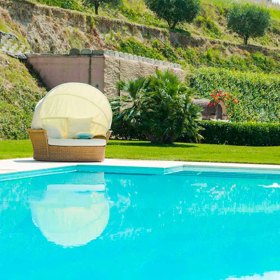 Sofa island relaxing garden with Hector made weaving by hand, modern design Viadurini