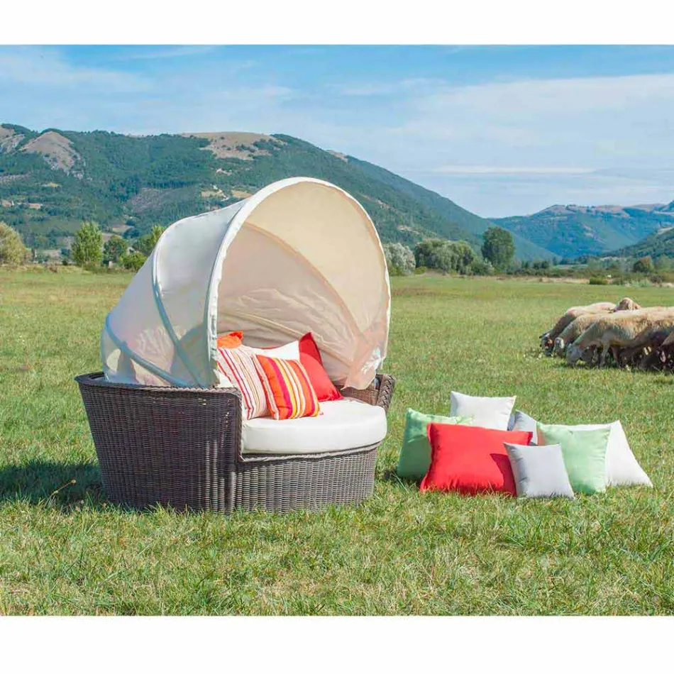 Sofa island relaxing garden with Hector made weaving by hand, modern design Viadurini