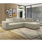 Design Corner Sofa Bed in Beige Fabric Made in Italy - Ortensia Viadurini