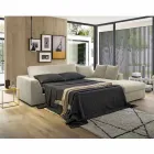 Design Corner Sofa Bed in Beige Fabric Made in Italy - Ortensia Viadurini