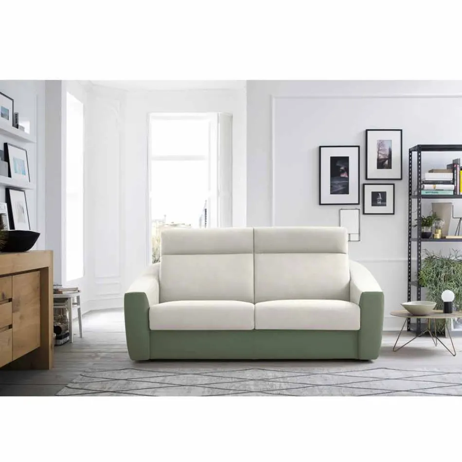 Modern Sofa Bed Upholstered in Made in Italy Bicolor Fabric - Begonia Viadurini