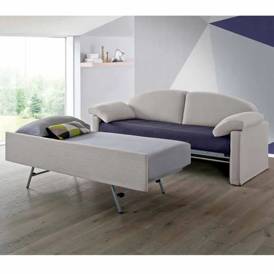 Modern Sofa Bed Upholstered in Bicolor Fabric Made in Italy - Kayla Viadurini