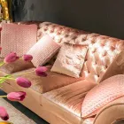 Linen sofa in capitonné classic style fabric Baloo Viadurini