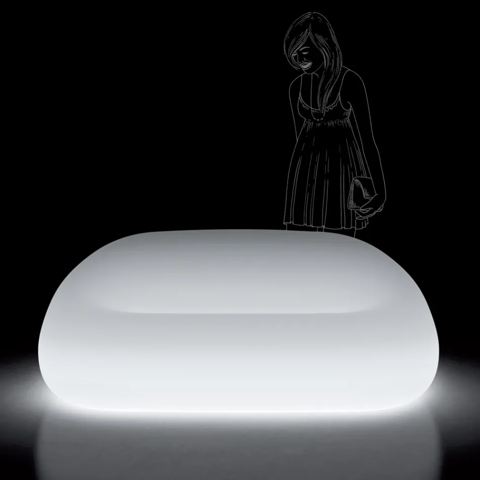 Outdoor Bright Sofa with LED Light in Polyethylene Made in Italy - Ervin Viadurini