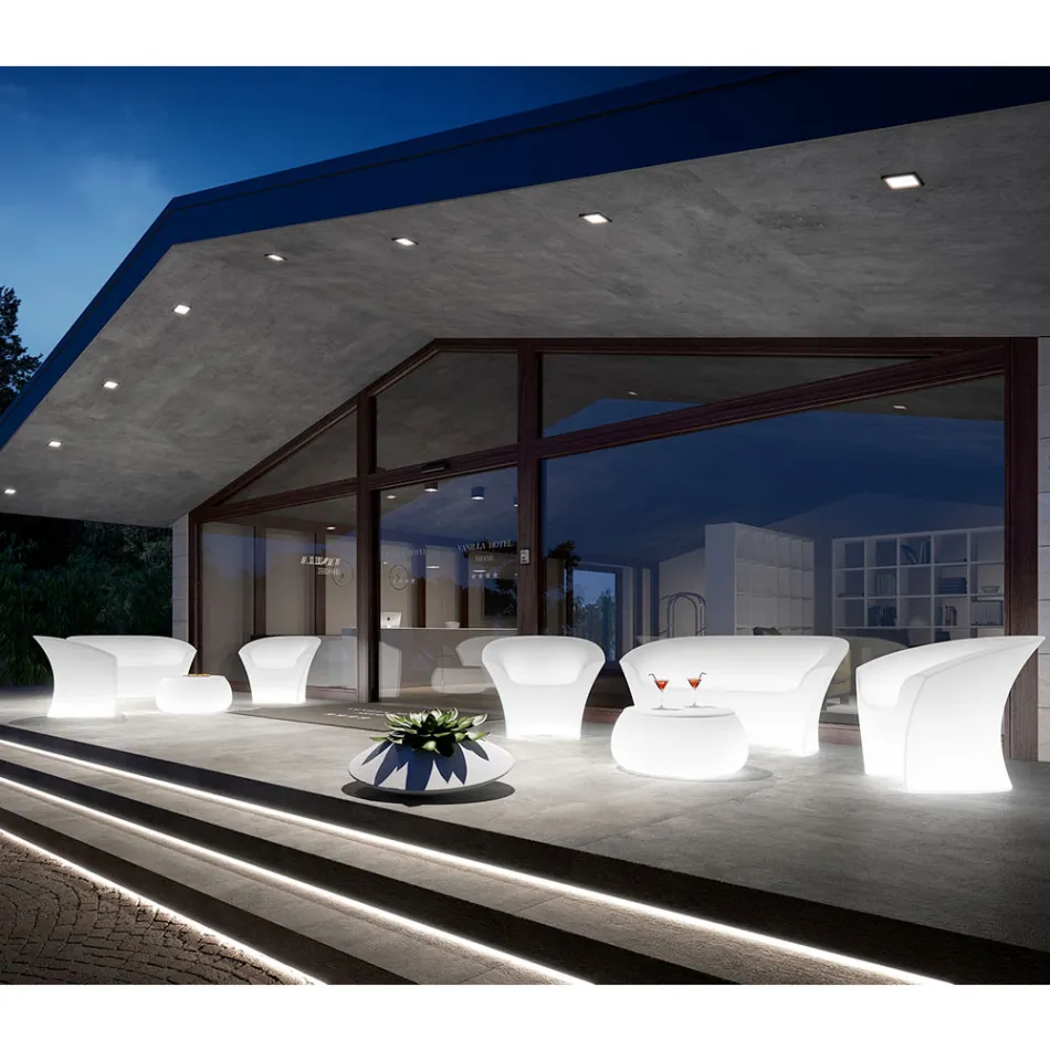 Outdoor Bright Sofa in Polyethylene with LED Light Made in Italy - Conda Viadurini