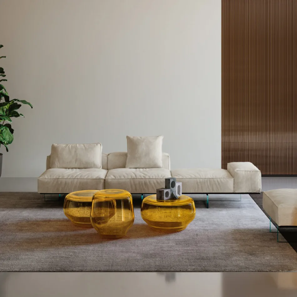 Saphir - Modern Modular Sofa with Glass Base, Made in Italy Viadurini