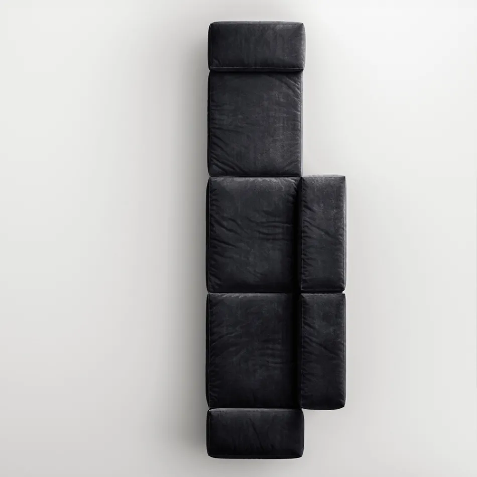 Saphir - Modern Modular Sofa with Glass Base, Made in Italy Viadurini