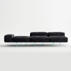Saphir - Modern Modular Sofa with Glass Base, Made in Italy Viadurini
