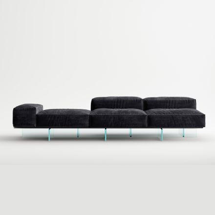 Saphir - Modern Modular Sofa with Glass Base, Made in Italy Viadurini