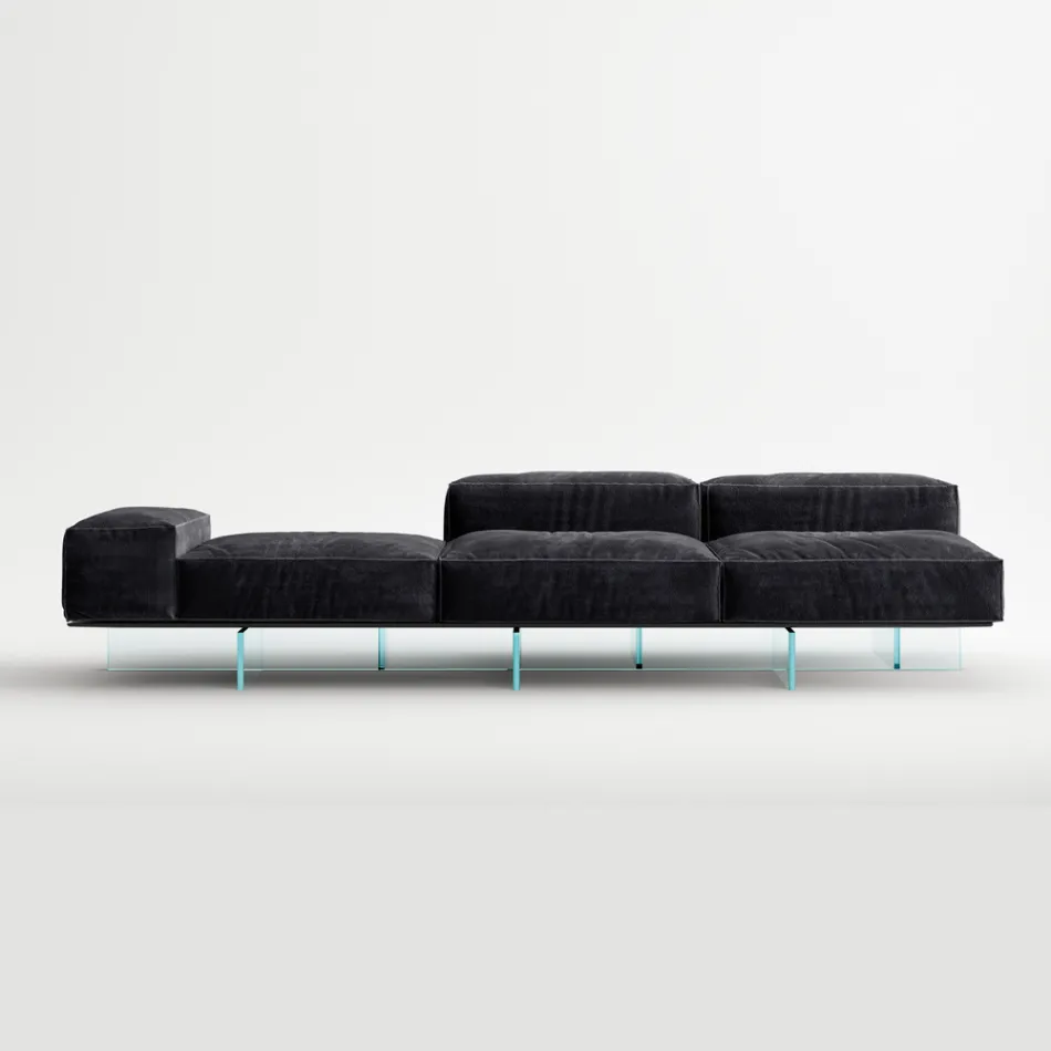 Saphir - Modern Modular Sofa with Glass Base, Made in Italy Viadurini