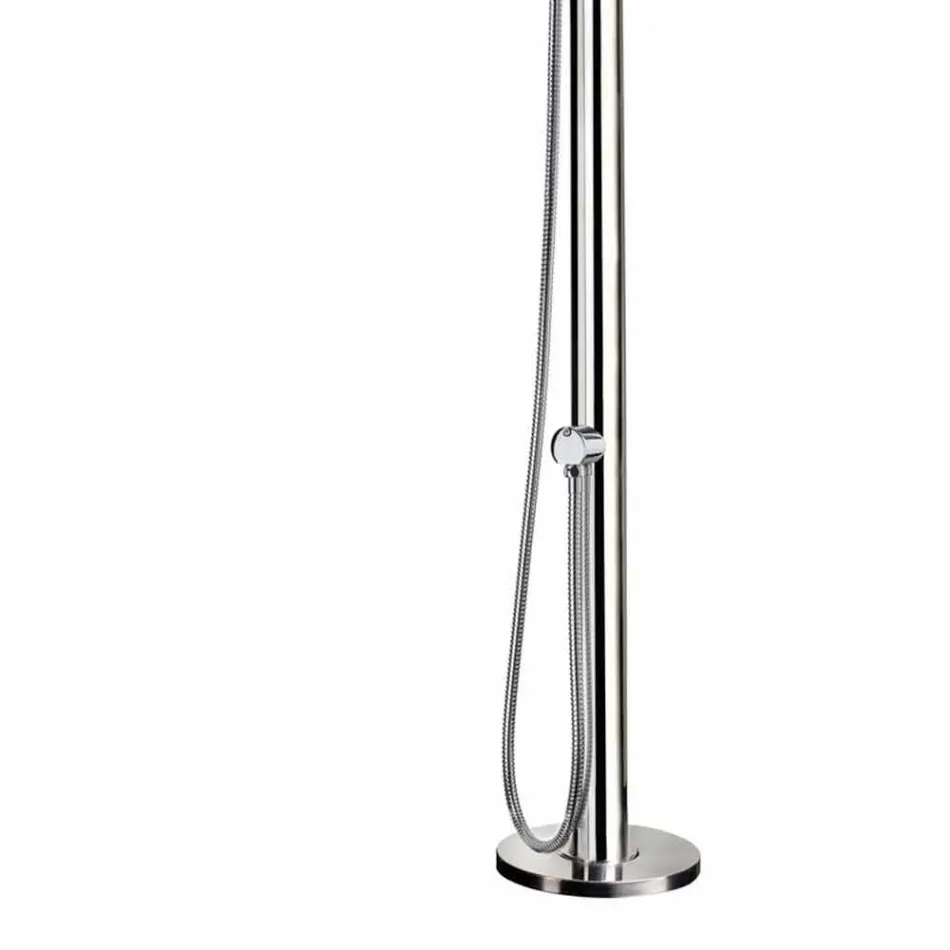 Outdoor Shower in Chromed Stainless Steel with Hand Shower Made in Italy - Modeo Viadurini