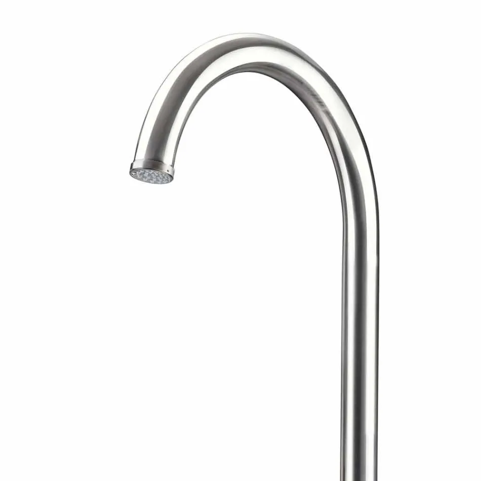 Chromed Stainless Steel Garden Shower with Foot Wash Made in Italy - Marlen Viadurini