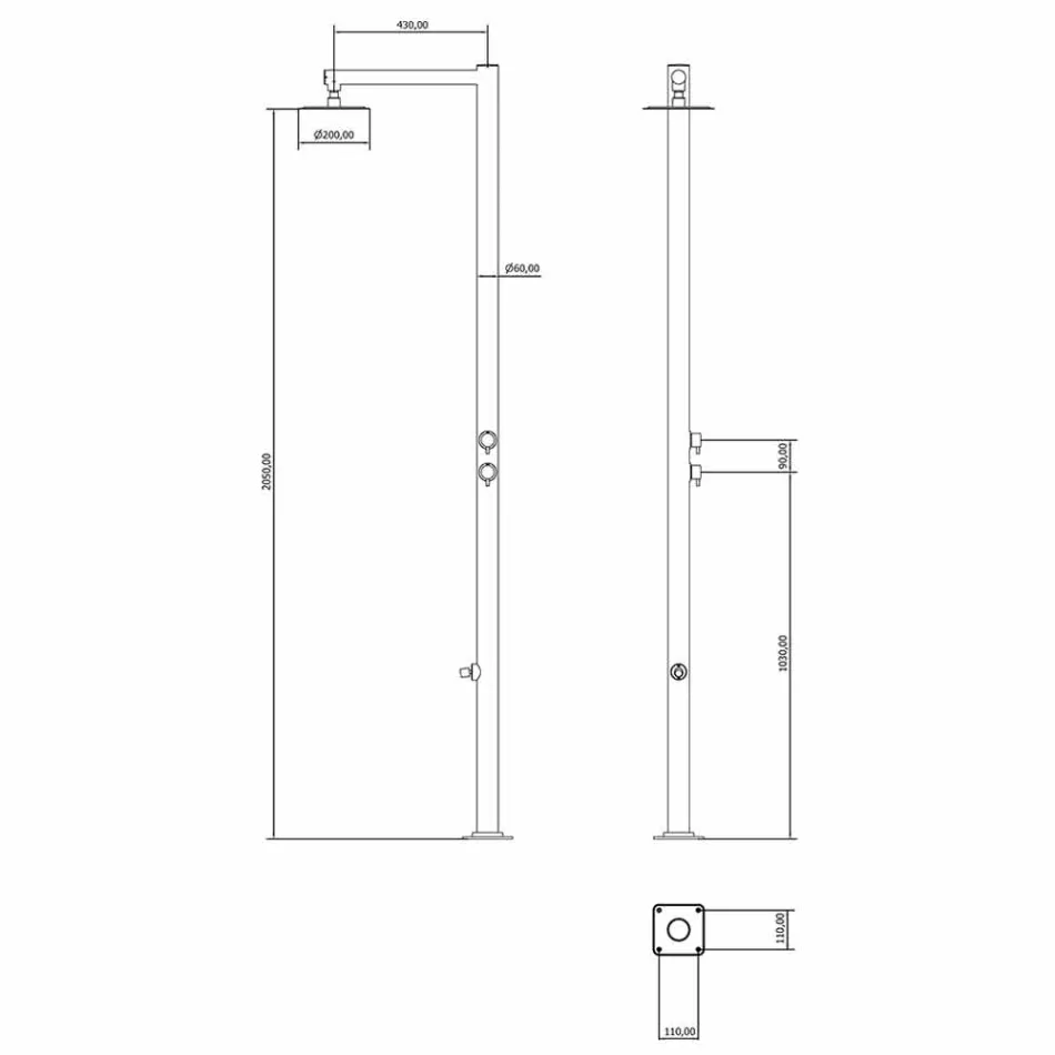 Outdoor Steel Shower with Foot Wash and Timer Made in Italy - Modeo Viadurini