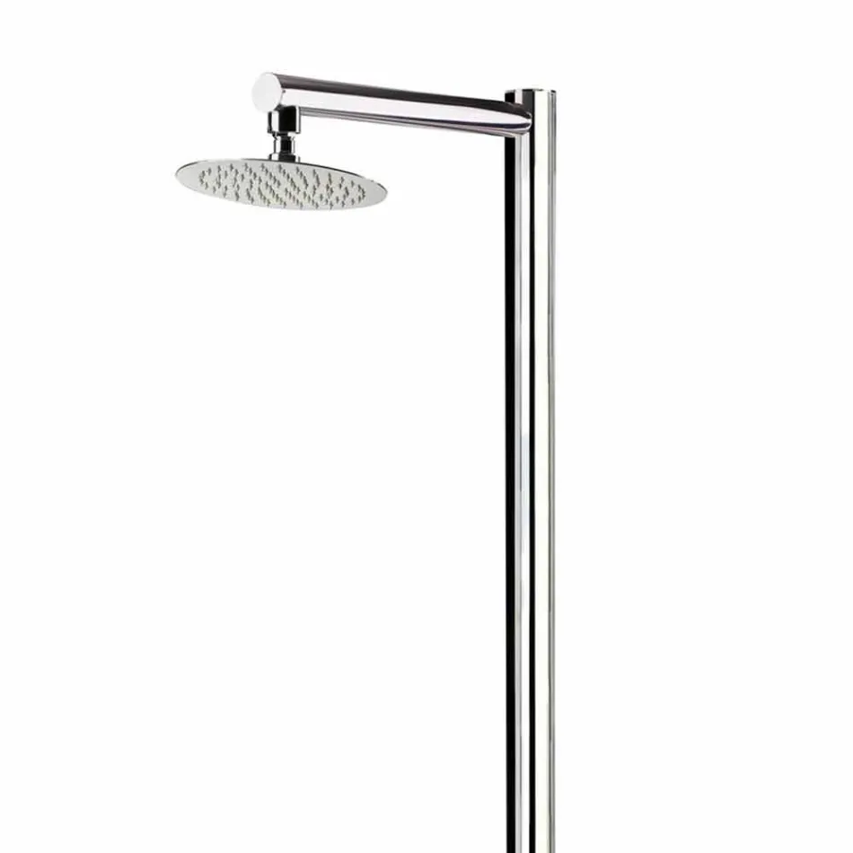 Stainless Steel Outdoor Shower with Timed Faucet Made in Italy - Modeo Viadurini