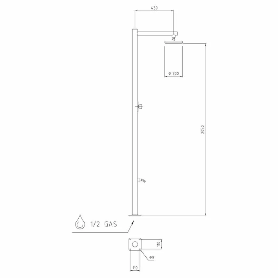 Stainless Steel Outdoor Shower with Timed Faucet Made in Italy - Modeo Viadurini