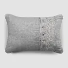 Italian Luxury Sinergia Lace Gray Linen Bed Pillowcase - Stego Viadurini