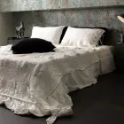 Square Cushion Cover in Black Heavy Linen and Laces Made in Italy - Matero Viadurini