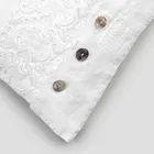 White Square Cushion Cover with Italian Luxury Lace and Buttons - Logos Viadurini