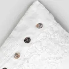 White Square Cushion Cover with Italian Luxury Lace and Buttons - Logos Viadurini