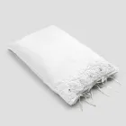 Linen Pillowcase with White Lace for Luxury Design Bed Made in Italy - Kiss Viadurini