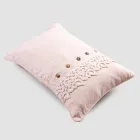 Pillowcase in Colored Linen, Poema Lace and Italian Luxury Piping - Stego Viadurini