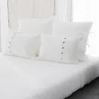 Chalk or Retro Light Linen Pillowcase with Square Design Ties - Prisco Viadurini