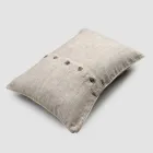 Heavy Linen Pillowcase with Agoya Button Decoration and Piping - Mediterranean Viadurini
