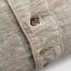 Heavy Linen Pillowcase with Agoya Button Decoration and Piping - Mediterranean Viadurini
