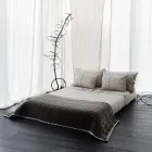 Heavy Linen Pillowcase with Agoya Button Decoration and Piping - Mediterranean Viadurini