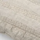Square Pillowcase in Chalk Linen or Retro Decoration with Sphere Embroidery and Frame - Elbow Viadurini