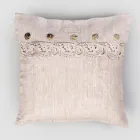 Square Pillowcase in Dusty or Retro Linen with Buttons and Armonia Lace - Logos Viadurini