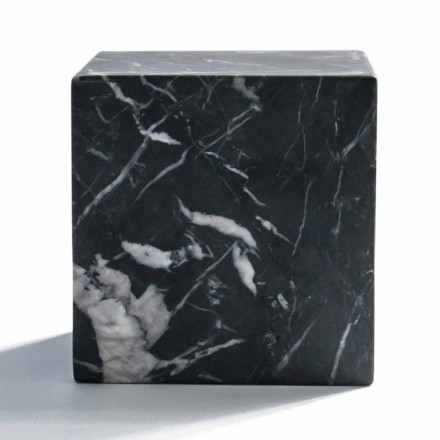 Modern Cube Paperweight in Satin Black Marquinia Marble Made in Italy - Qubino Viadurini