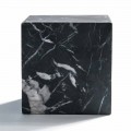 Modern Cube Paperweight in Satin Black Marquinia Marble Made in Italy - Qubino