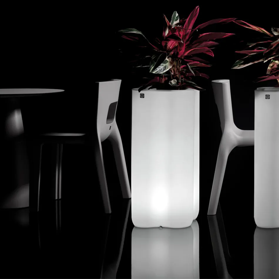 Two-Color Illuminated Polyethylene Column Planter Made in Italy - Barbia Viadurini