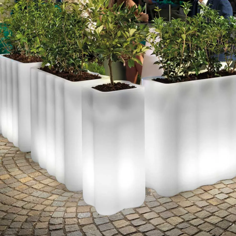 Two-Color Illuminated Polyethylene Column Planter Made in Italy - Barbia Viadurini