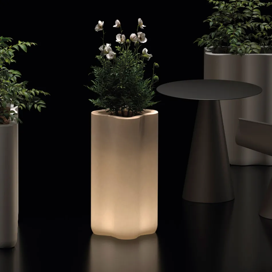 Two-Color Illuminated Polyethylene Column Planter Made in Italy - Barbia Viadurini
