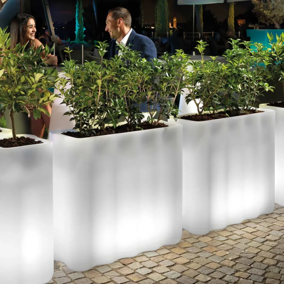 Two-Powered and Colored Polyethylene Light Planter Made in Italy - Barbia Viadurini