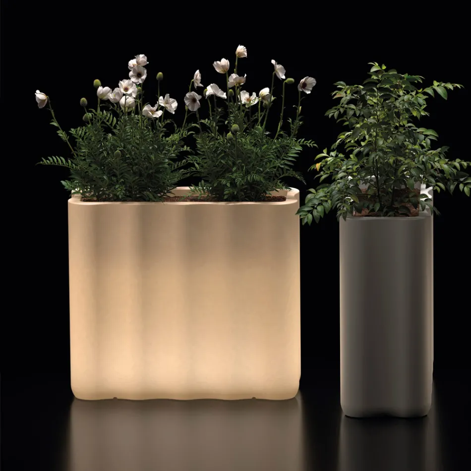 Two-Powered and Colored Polyethylene Light Planter Made in Italy - Barbia Viadurini