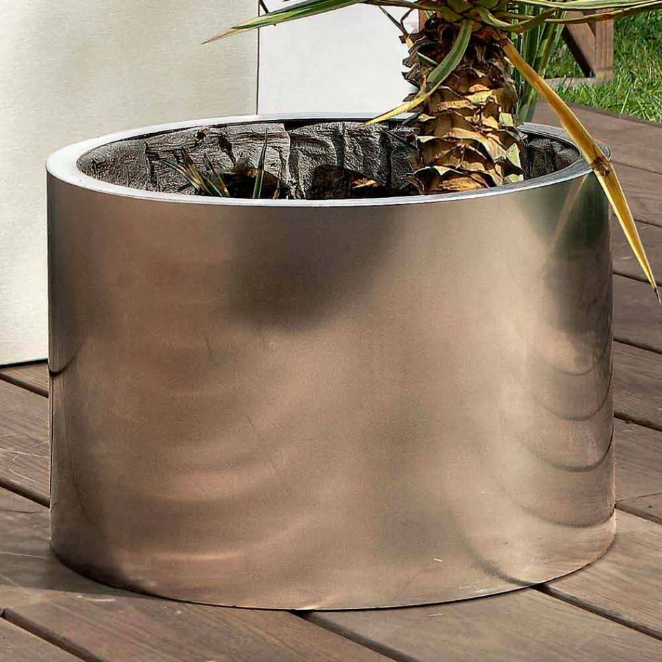Round / Rectangular Design Garden Planter in Steel Made in Italy - Philly Viadurini