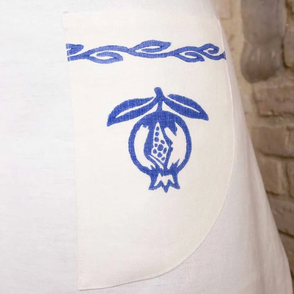 Italian Hand Crafted Linen Apron One Piece - Brands Viadurini