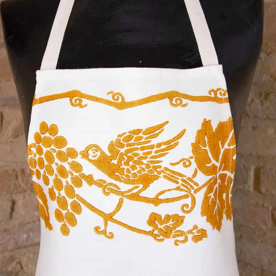 Italian Hand Crafted Linen Apron One Piece - Brands Viadurini